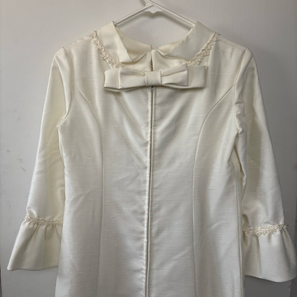 Vintage Lorrie Deb of San Francisco 1950s Ivory Wedding Dress Cape Train SZ 9 10 - Picture 2 of 15